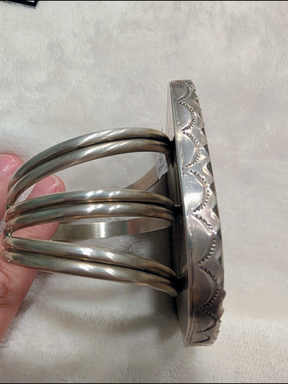 Massive Handmade Mine 8 Turquoise Stone Cuff By Navajo Artist Danny Hinio - Picture 2 of 3